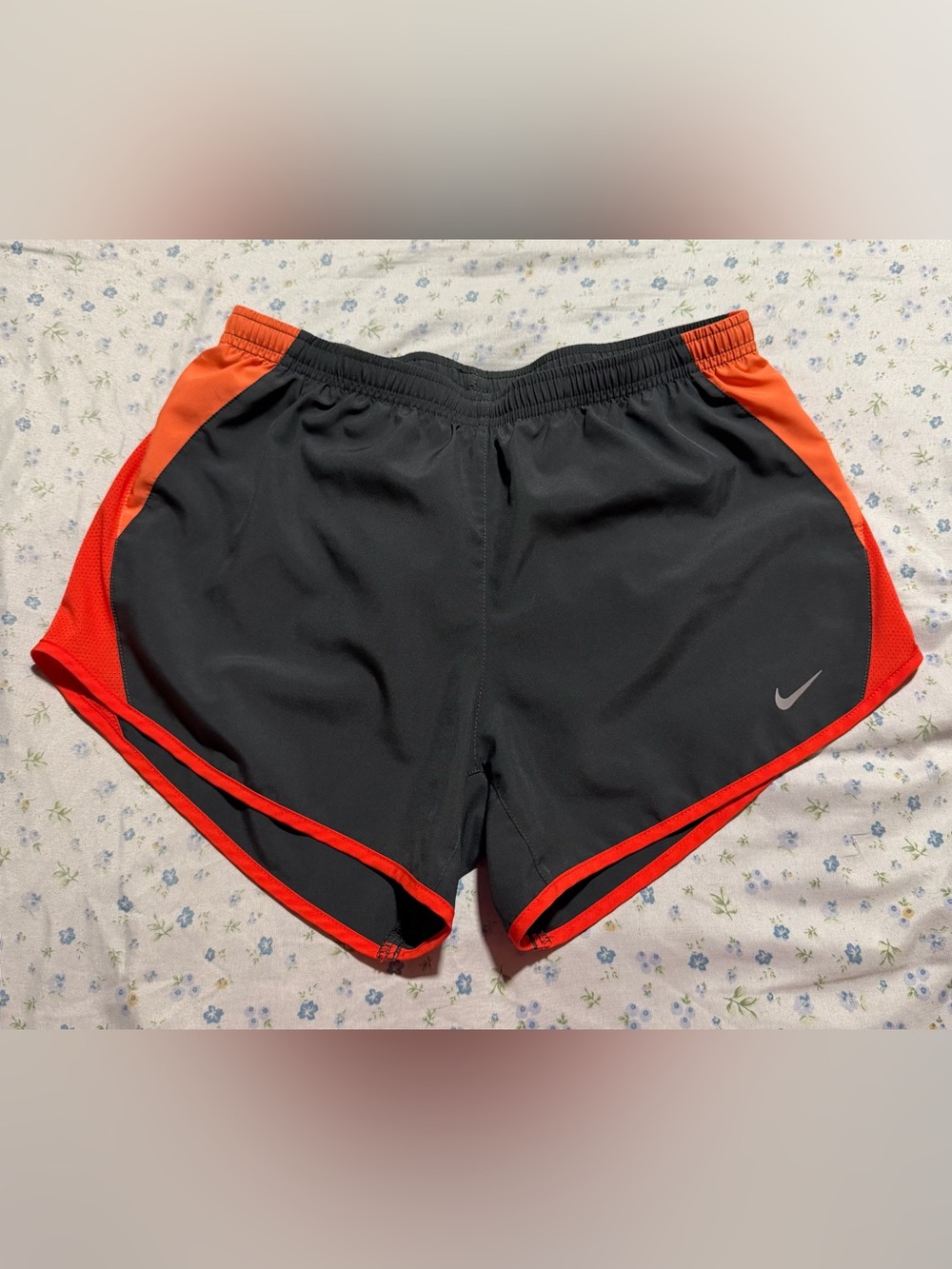 Nike Women's Black Shorts with Red/ Orange Trim